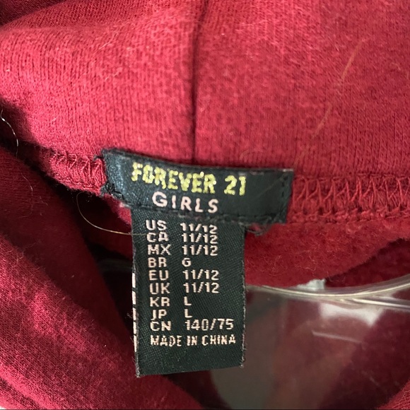 Forever 21 Girls 10/12 Hoodie burgundy Harvard University - Picture 3 of 4